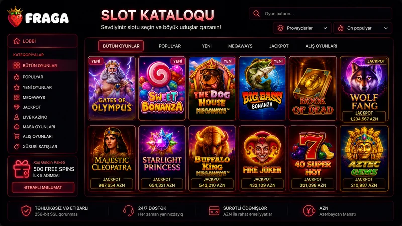 Fraga slot kataloqu və populyar oyunlar
