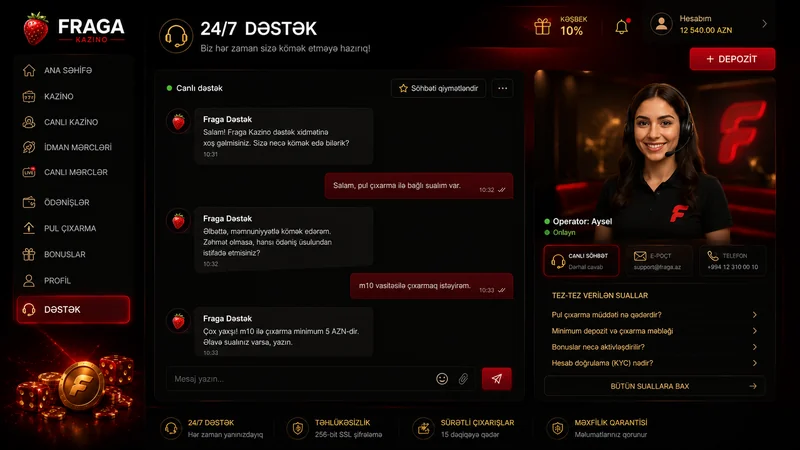 Fraga ilə əlaqə: 24/7 canlı dəstək